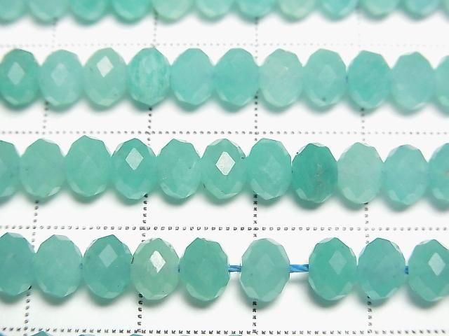 Hochwertig! Amazonit Silica AA++ facettierte Knopf-Rondelle 5,5x5,5x4,5mm 1 Strang Perlen (ca. 15 Zoll/37 cm)