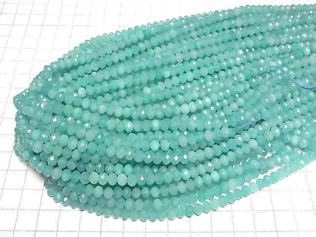 Hochwertig! Amazonit Silica AA++ facettierte Knopf-Rondelle 5,5x5,5x4,5mm 1 Strang Perlen (ca. 15 Zoll/37 cm)