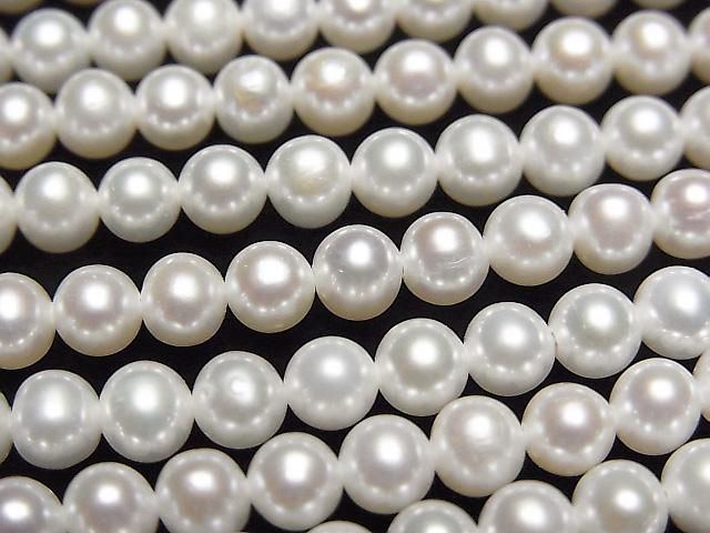 Perle d'eau douce AA+ semi-ronde forme pomme de terre 4mm blanche, 1 fil de perles (environ 37 cm/15 pouces)