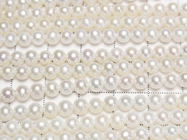 Perle d'eau douce AA+ semi-ronde forme pomme de terre 4mm blanche, 1 fil de perles (environ 37 cm/15 pouces)