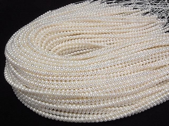 Perle d'eau douce AA+ semi-ronde forme pomme de terre 4mm blanche, 1 fil de perles (environ 37 cm/15 pouces)