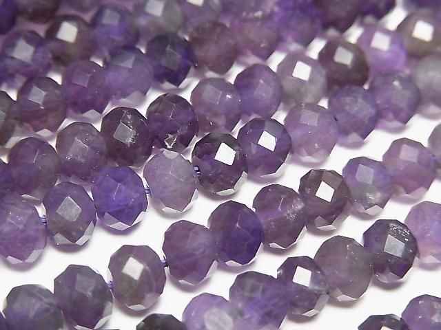 Hochwertig! Amethyst facettierte Knopf-Rondelle 6x6x4mm 1 Strang Perlen (ca. 15 Zoll/37 cm)