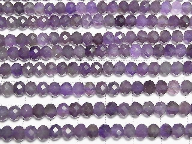Hochwertig! Amethyst facettierte Knopf-Rondelle 6x6x4mm 1 Strang Perlen (ca. 15 Zoll/37 cm)