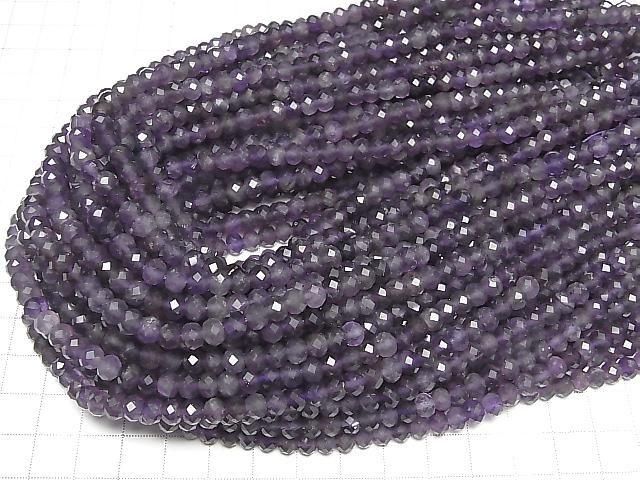 Hochwertig! Amethyst facettierte Knopf-Rondelle 6x6x4mm 1 Strang Perlen (ca. 15 Zoll/37 cm)