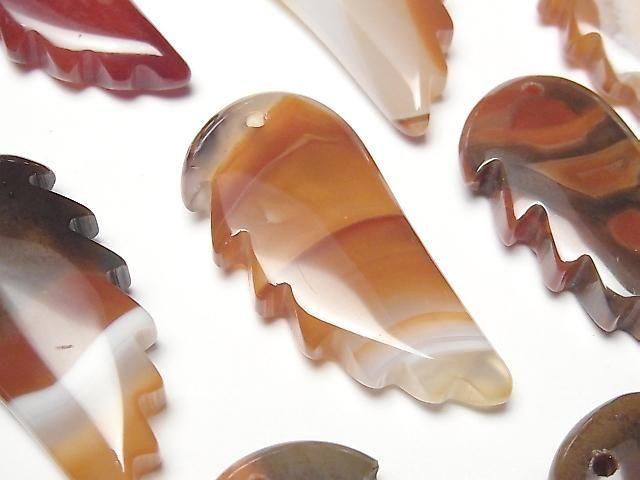 Carnelian, Sardonyx Angel Wing 44x20mm 2pcs
