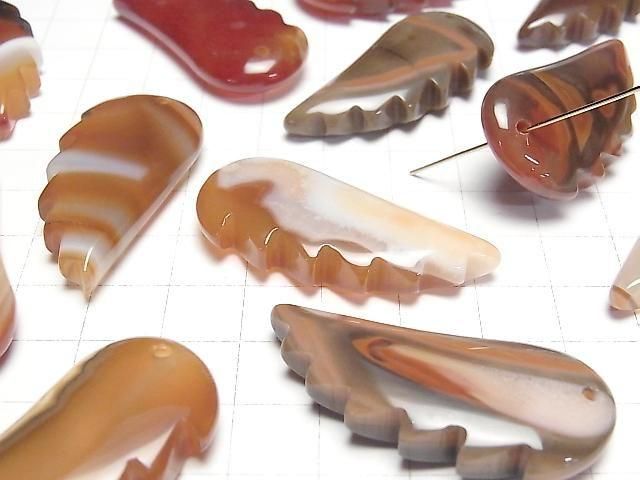 Carnelian, Sardonyx Angel Wing 44x20mm 2pcs