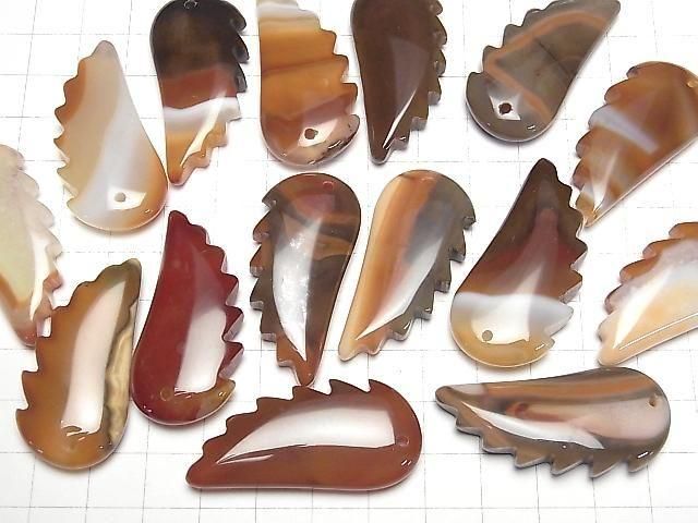 Carnelian, Sardonyx Angel Wing 44x20mm 2pcs