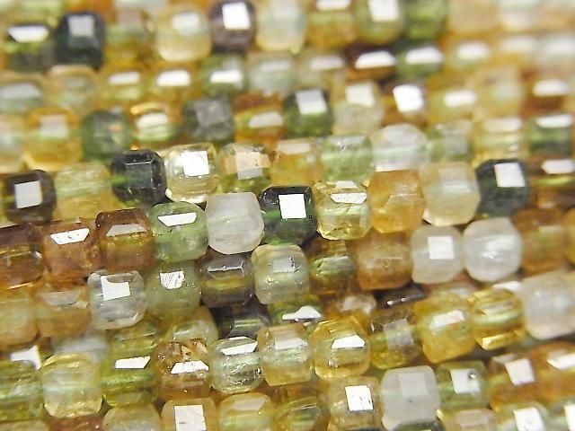 Hochwertig! Braun-grüner Turmalin AA+ Würfelform 3x3x3mm 1 Strang Perlen (ca. 15 Zoll/37 cm)
