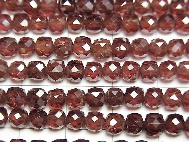 Hochwertig! Champagner Granat AAA Würfelform 4,5x4,5x4,5mm Halbe oder 1 Strang Perlen (ca. 15 Zoll/36 cm)