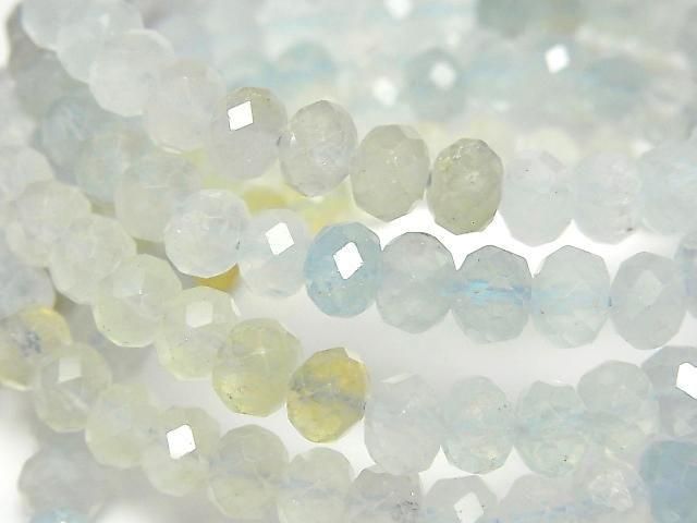 High Quality! Beryl Mix (Multicolor Aquamarine) AA++ Faceted Button Rondelle Bracelet 6x6x4mm