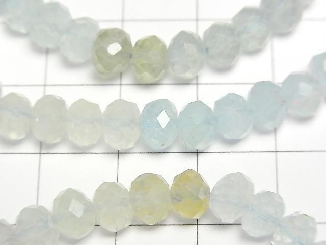 High Quality! Beryl Mix (Multicolor Aquamarine) AA++ Faceted Button Rondelle Bracelet 6x6x4mm
