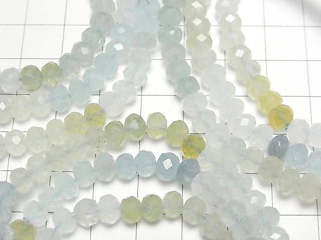 Hochwertig! Berylmix (Multicolor Aquamarin) AA++ Facettierte Knopf-Rondelle Armband 6x6x4mm