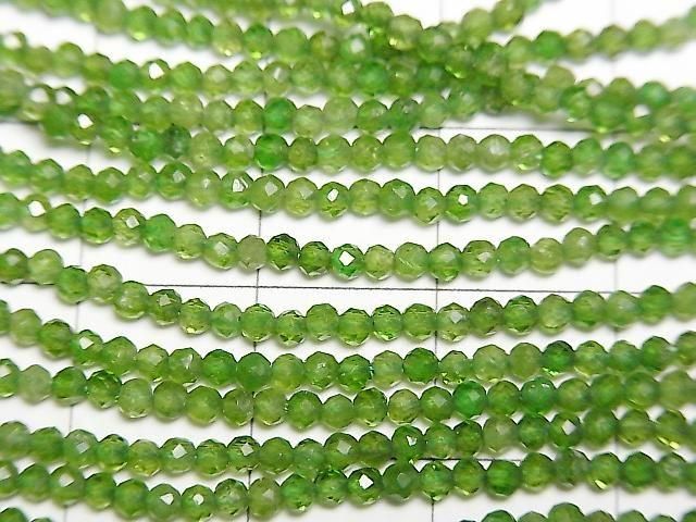 Hochwertig! Chrom-Diopsid AAA- Facettierte Runde 2mm 1 Strang Perlen (ca. 15 Zoll/37 cm)