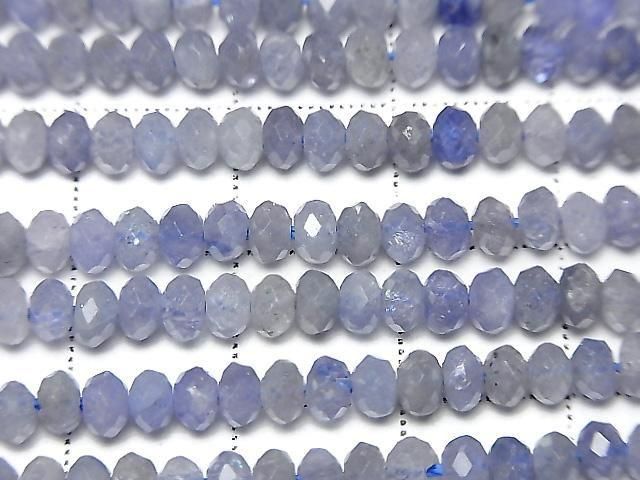 Hochwertig! Tansanit AA++ Facettierte Knopf-Rondelle 4x4x3mm halb oder 1strang Perlen (ca. 15 Zoll/37 cm)