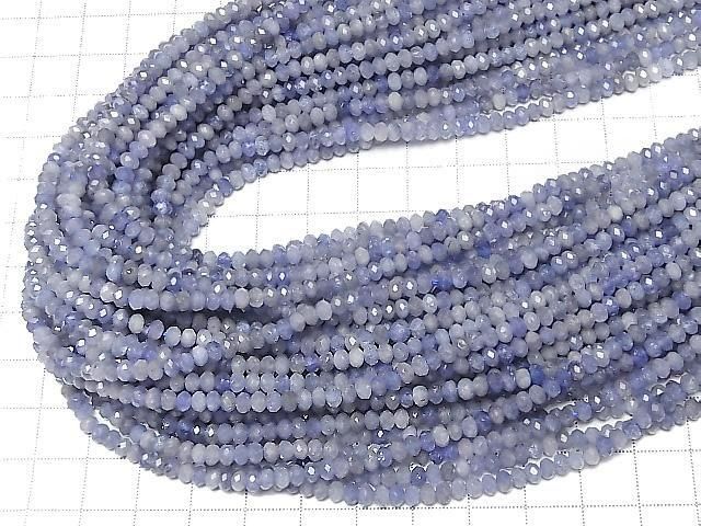 Hochwertig! Tansanit AA++ Facettierte Knopf-Rondelle 4x4x3mm halb oder 1strang Perlen (ca. 15 Zoll/37 cm)