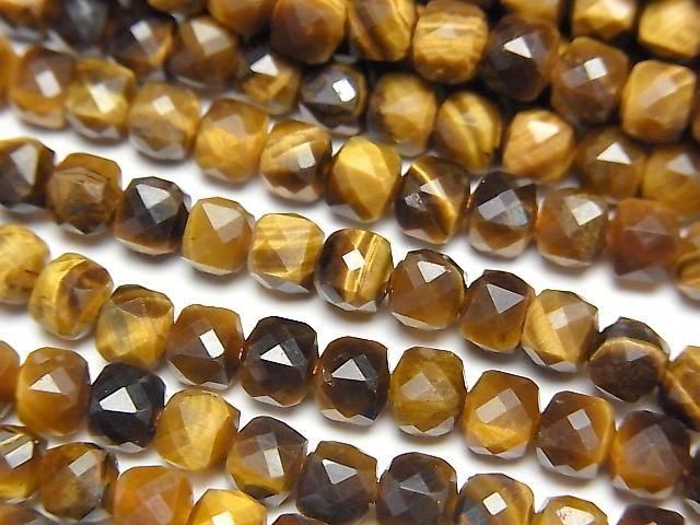 Hochwertig! Gelber Tigerauge AA++ Würfelform 4.5x4.5x4.5mm 1strang Perlen (ca. 15 Zoll/36 cm)