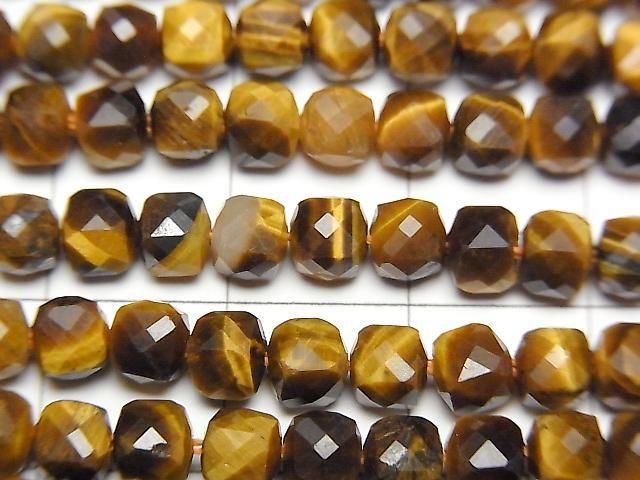 Hochwertig! Gelber Tigerauge AA++ Würfelform 4.5x4.5x4.5mm 1strang Perlen (ca. 15 Zoll/36 cm)