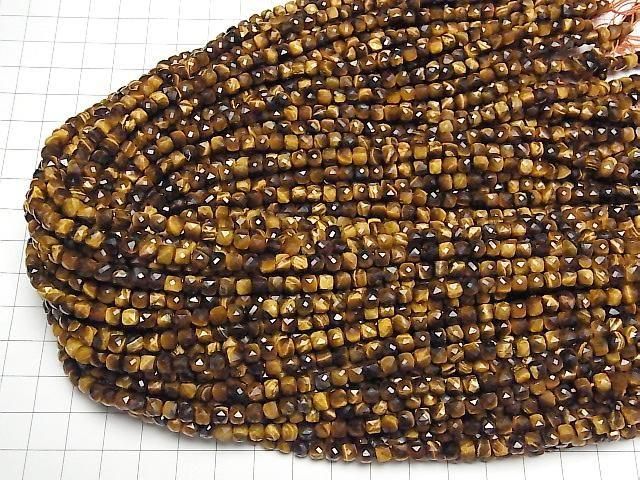 Hochwertig! Gelber Tigerauge AA++ Würfelform 4.5x4.5x4.5mm 1strang Perlen (ca. 15 Zoll/36 cm)