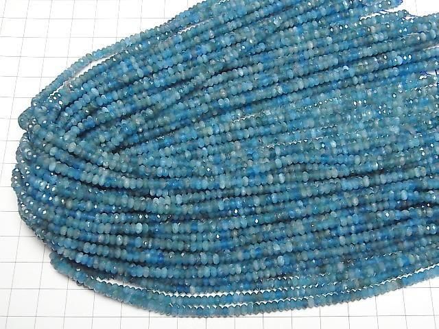 Hochwertig! Blauer Apatit AA+ Facettierte Knopf Rondelle 4x4x2mm 1 Strang Perlen (ca. 15 Zoll/37 cm)