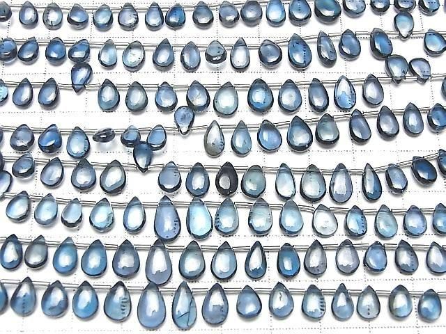 Hochwertiger London Blue Topas AAA Birnenform (Glatt) Halb oder 1 Strang Perlen (ca. 8 Zoll/20 cm)