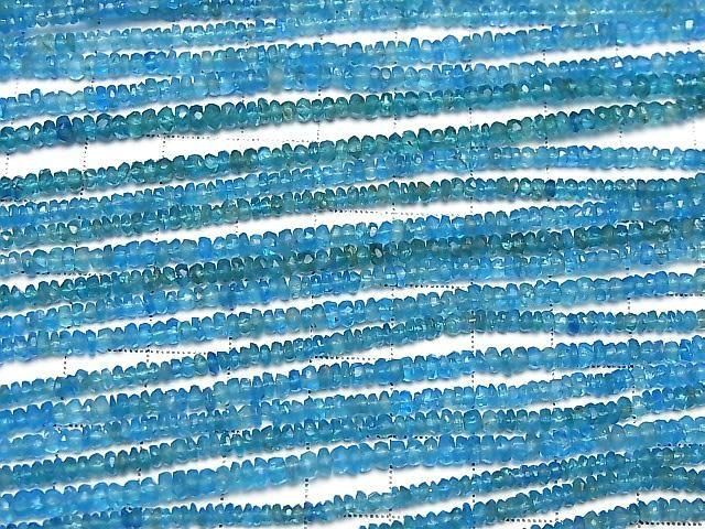 Neonblauer Apatit AA++ Facettierte Knopf-Rondelle halb oder 1strang Perlen (ca. 12 Zoll/30 cm)