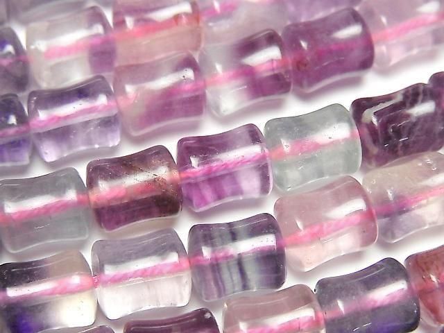 Multicolor Fluorit AAA- Bambus 9x8x8mm halbe oder 1 Strang Perlen (ca. 15 Zoll/36 cm)