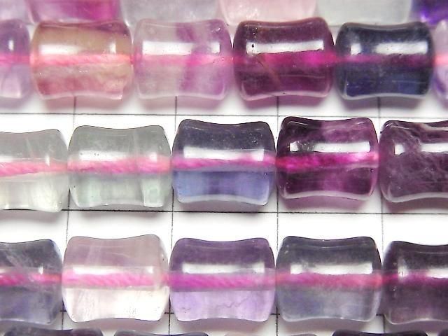 Multicolor Fluorit AAA- Bambus 9x8x8mm halbe oder 1 Strang Perlen (ca. 15 Zoll/36 cm)