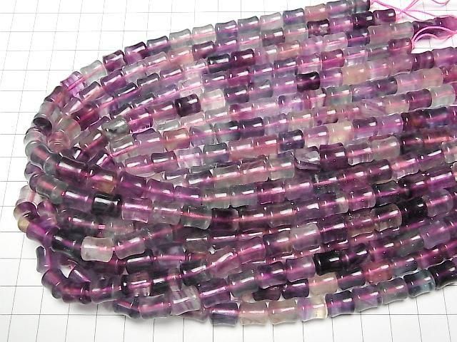 Multicolor Fluorit AAA- Bambus 9x8x8mm halbe oder 1 Strang Perlen (ca. 15 Zoll/36 cm)