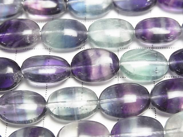 Mongolischer mehrfarbiger Fluorit AAA Oval 14x10mm Halb- oder 1strang Perlen (ca. 15 Zoll/36 cm)