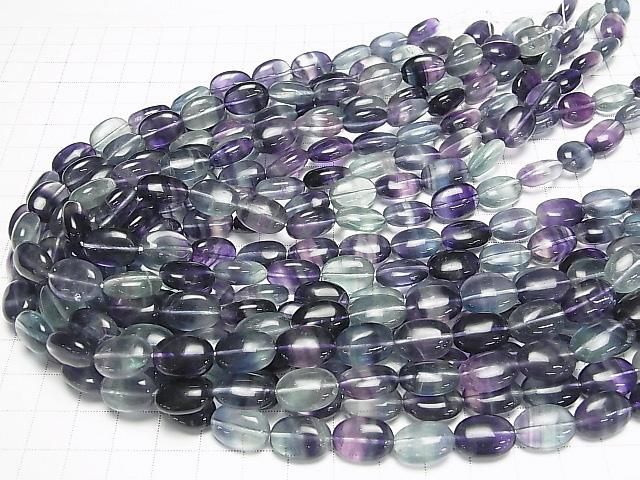Mongolischer mehrfarbiger Fluorit AAA Oval 14x10mm Halb- oder 1strang Perlen (ca. 15 Zoll/36 cm)