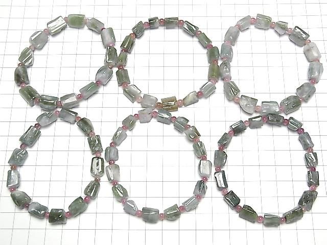 Turmalin AA Nugget & Runde 4mm Armband