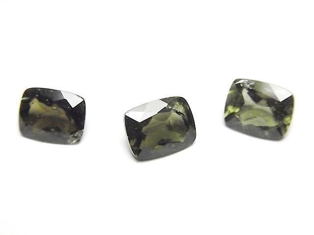 Hochwertiger Moldavit AAA- Lose Steine Rechteck Facettiert 9x7mm 1 Stück