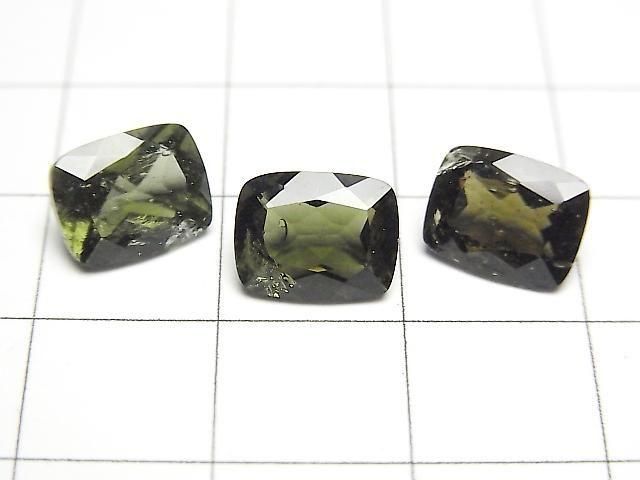 Hochwertiger Moldavit AAA- Lose Steine Rechteck Facettiert 9x7mm 1 Stück