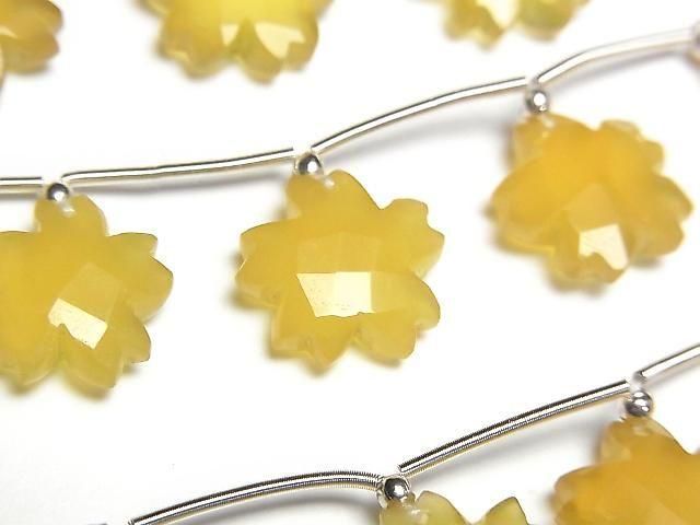 Gelbe Chalcedon Blütenform Halb- oder 1strang Perlen (6 Stück)