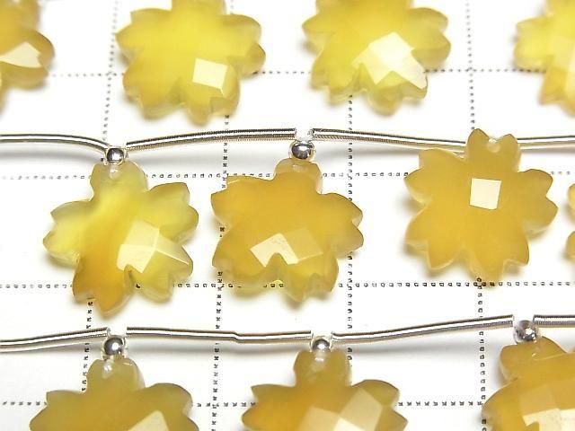 Gelbe Chalcedon Blütenform Halb- oder 1strang Perlen (6 Stück)