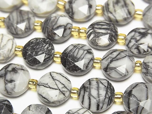 Hochwertig! Zebra-Jaspis Hexagram Facettierte Münze 10x10x5mm 1strang Perlen (ca. 15 Zoll/37 cm)