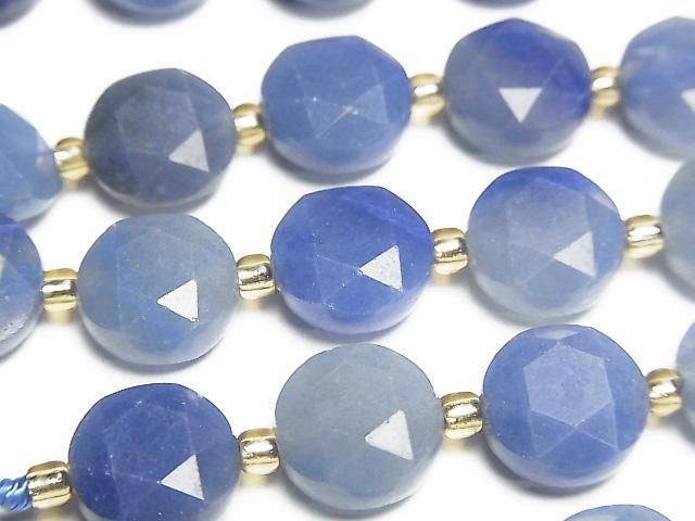 Hochwertig! Blauer Quarz Hexagram Facettierte Münze 10x10x5mm 1strang Perlen (ca. 15 Zoll/37 cm)