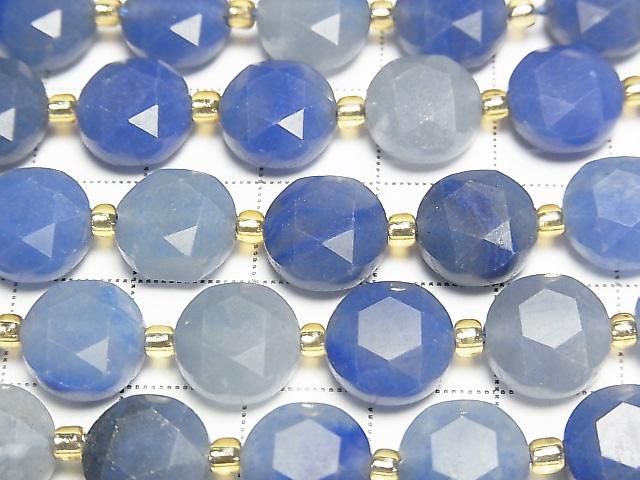 Hochwertig! Blauer Quarz Hexagram Facettierte Münze 10x10x5mm 1strang Perlen (ca. 15 Zoll/37 cm)