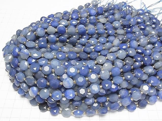 Hochwertig! Blauer Quarz Hexagram Facettierte Münze 10x10x5mm 1strang Perlen (ca. 15 Zoll/37 cm)