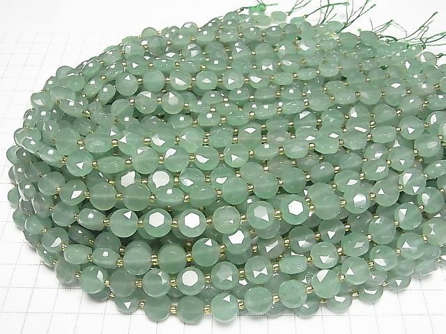 Hochwertig! Grüner Aventurin Hexagram Facettierte Münze 10x10x5mm halb oder 1strang Perlen (ca. 15 Zoll/36 cm)