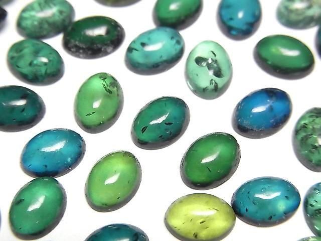 Blau-grüner Bernstein ovaler Cabochon 8x6mm 5 Stück