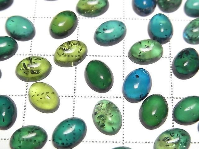 Blau-grüner Bernstein ovaler Cabochon 8x6mm 5 Stück
