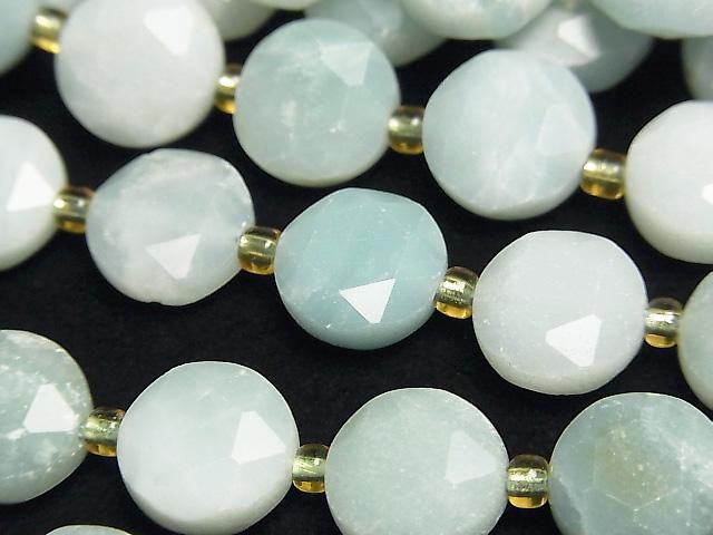 Hochwertig! Amazonit AA Hexagram Facettierte Münze 10x10x5mm halb oder 1strang Perlen (ca. 15 Zoll/36 cm)