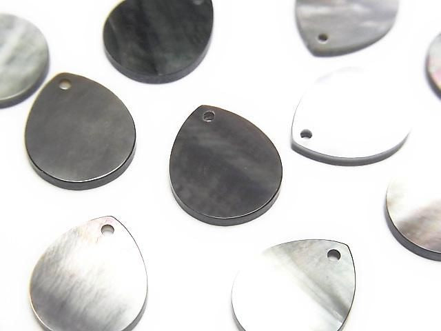 Hochwertige schwarze Muschel (Schwarzlippenauster) AAA Flach Birnenform 12x10mm 5 Stück