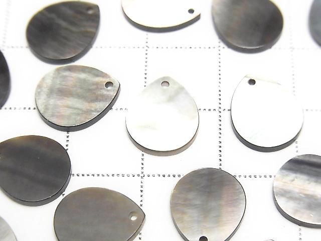 Hochwertige schwarze Muschel (Schwarzlippenauster) AAA Flach Birnenform 12x10mm 5 Stück