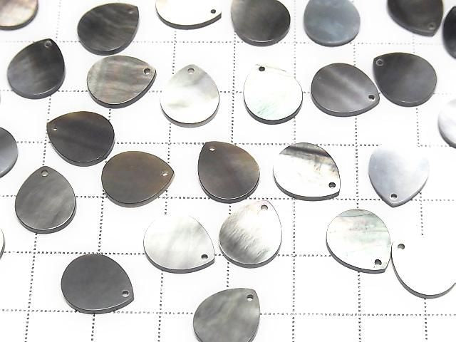 Hochwertige schwarze Muschel (Schwarzlippenauster) AAA Flach Birnenform 12x10mm 5 Stück