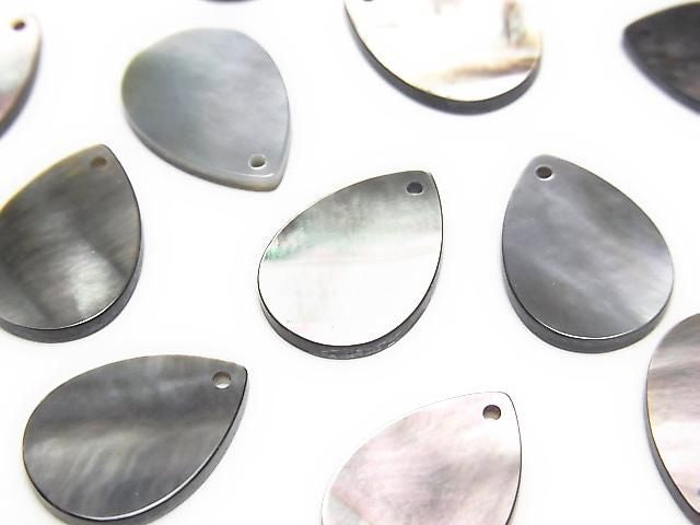 Hochwertige schwarze Muschel (Schwarzlippenauster) AAA Flach Birnenform 14x10mm 4 Stück