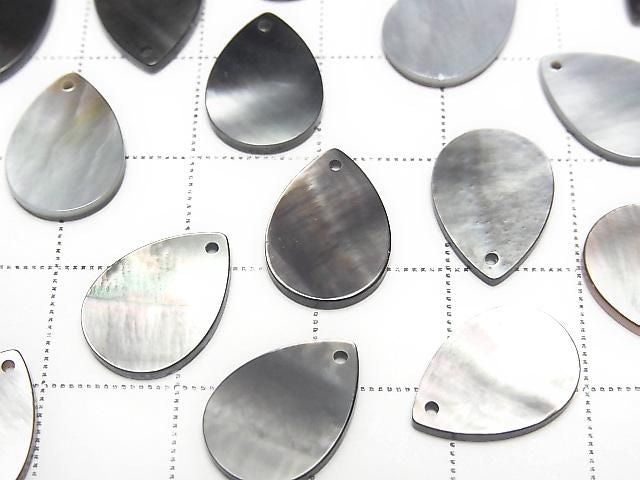 Hochwertige schwarze Muschel (Schwarzlippenauster) AAA Flach Birnenform 14x10mm 4 Stück
