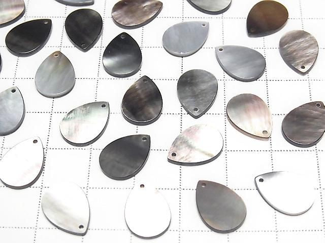 Hochwertige schwarze Muschel (Schwarzlippenauster) AAA Flach Birnenform 14x10mm 4 Stück