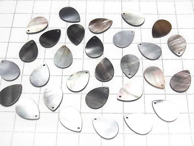 Hochwertige schwarze Muschel (Schwarzlippenauster) AAA Flach Birnenform 14x10mm 4 Stück